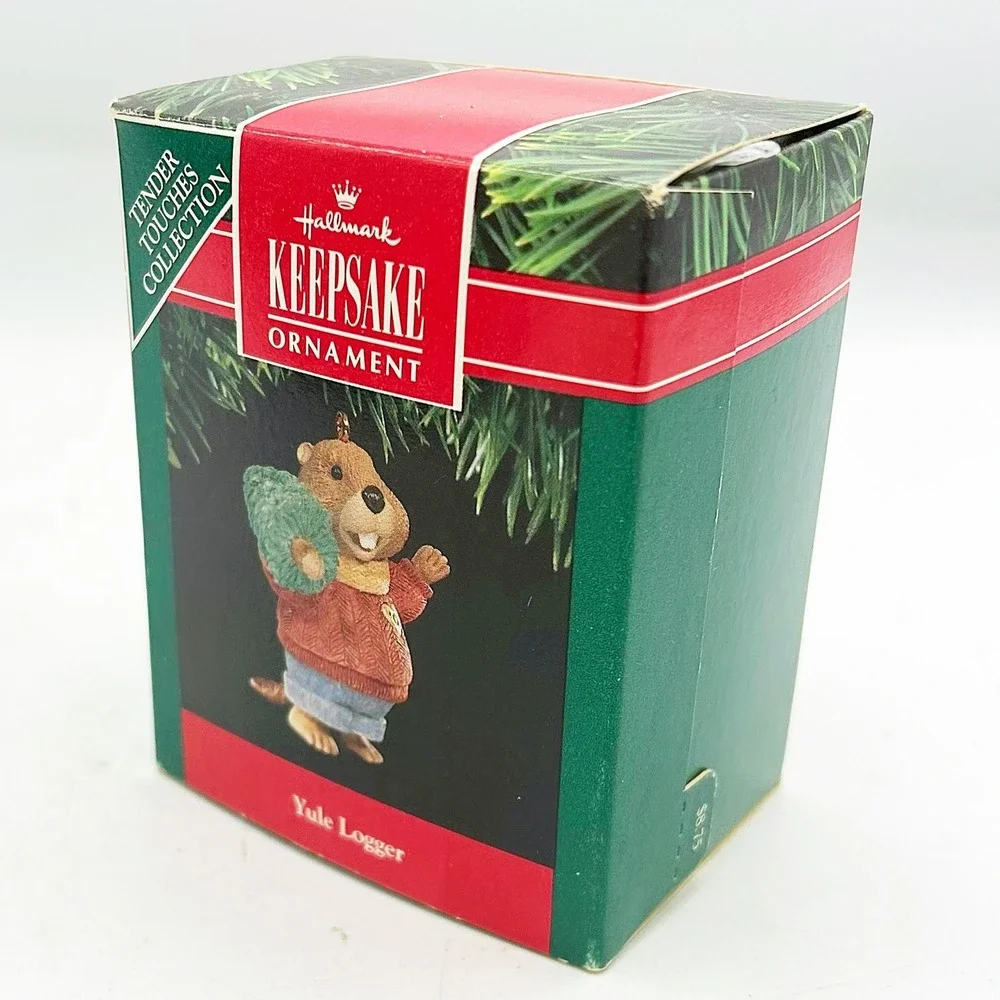 Yule Logger Hallmark Ornament 1991 Beaver with Tree